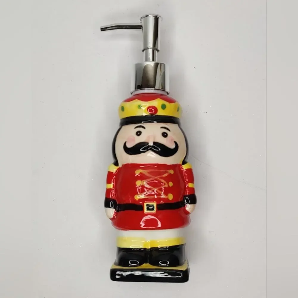 Traditional Christmas‎ Ceramic Nutcracker Soldier Soap Pump Dispenser or Lotion